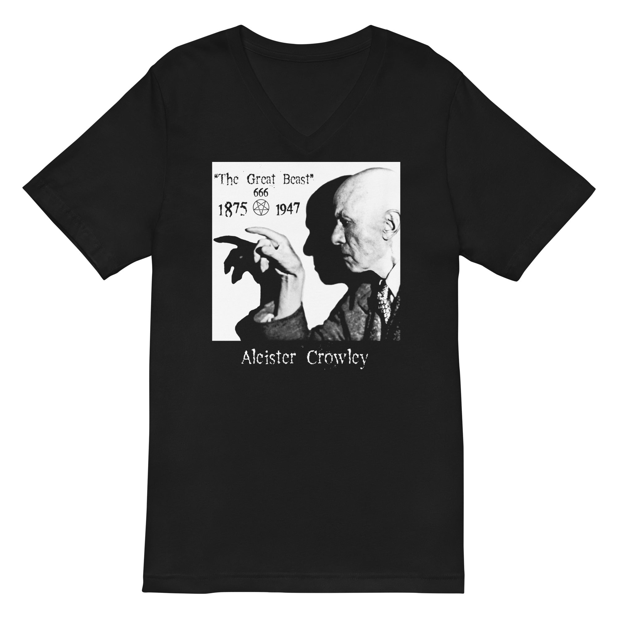 Aleister Crowley Occult Leader Women's Short Sleeve V-Neck T-Shirt - Edge of Life Designs