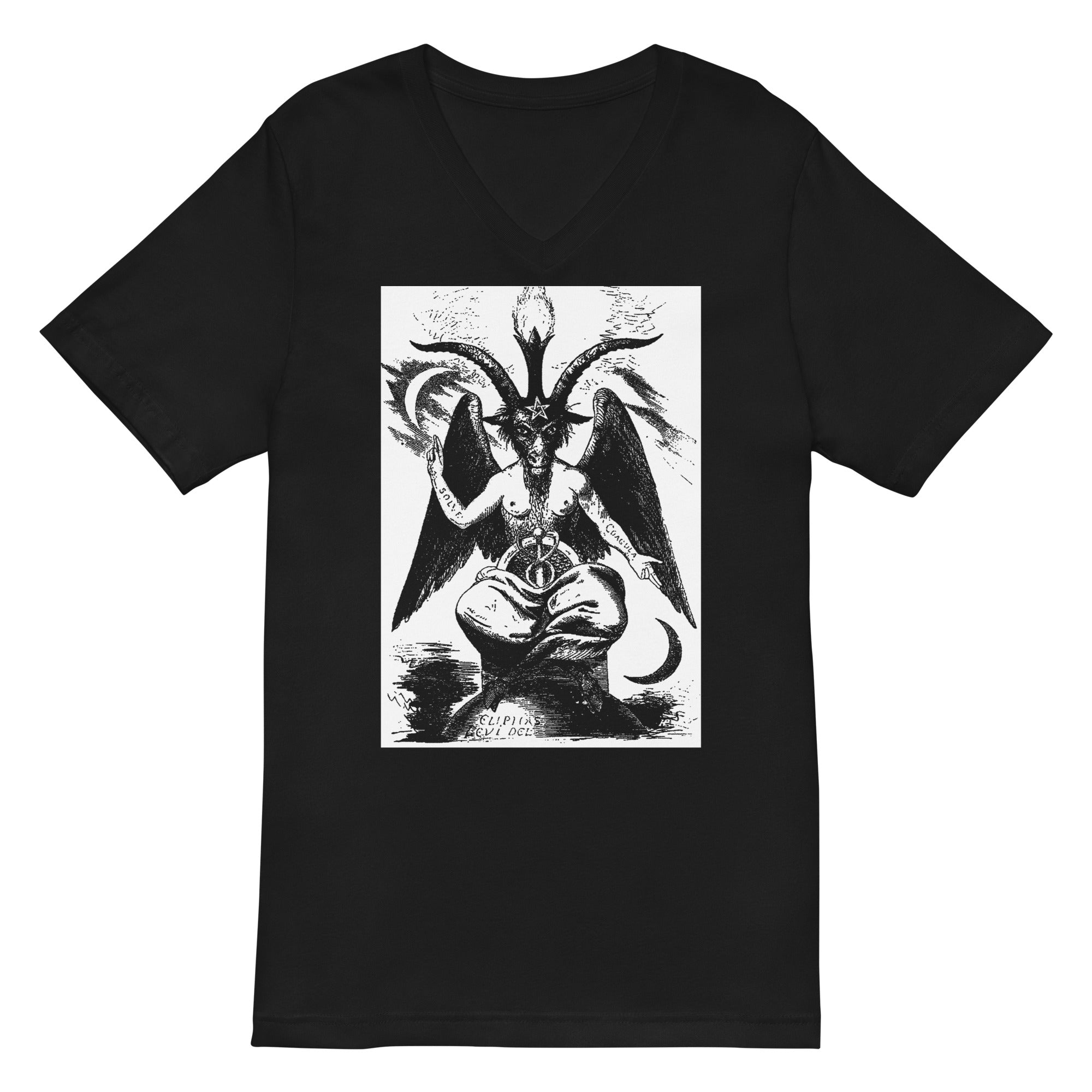 Original Baphomet Éliphas Lévi Drawing Women's Short Sleeve V-Neck T-Shirt White Print - Edge of Life Designs