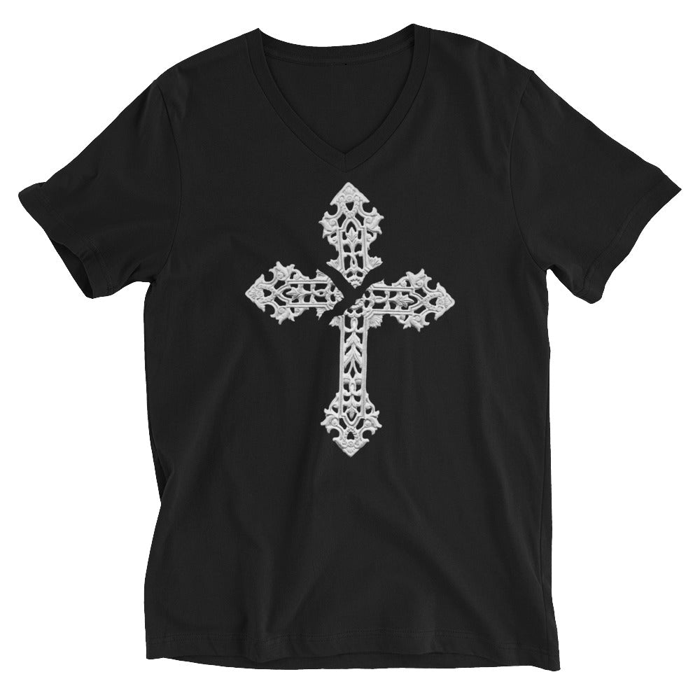 Broken Holy Cross Women’s Short Sleeve V-Neck T-Shirt - Edge of Life Designs