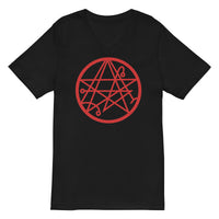 Necronomicon Symbol design on unisex V-neck shirt, front view