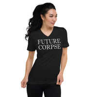 Future Corpse design on unisex V-neck shirt, front view