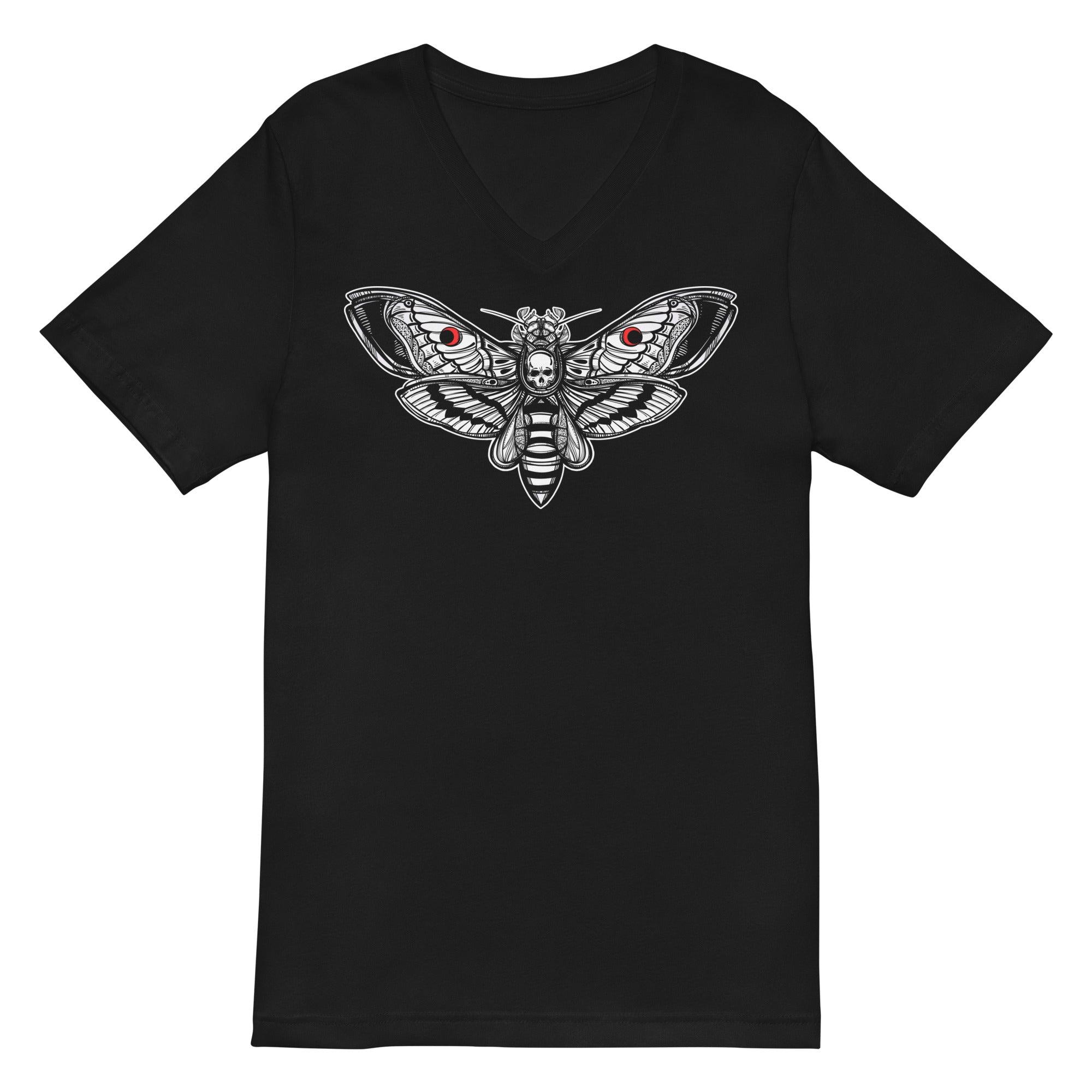 Death's-head Hawkmoth Omen of Death Moth Skull Women’s Short Sleeve V-Neck T-Shirt - Edge of Life Designs