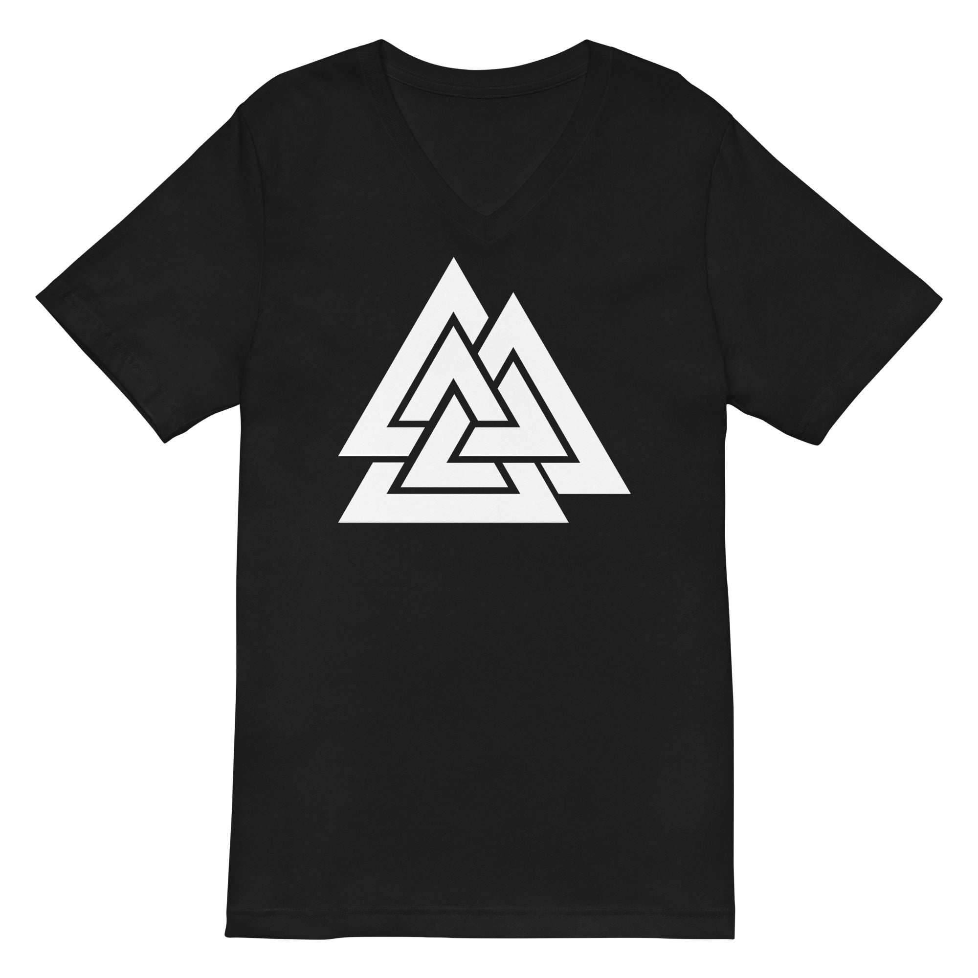 Viking Symbol Valknut Triangles of Power and Glory Women’s Short Sleeve V-Neck T-Shirt - Edge of Life Designs