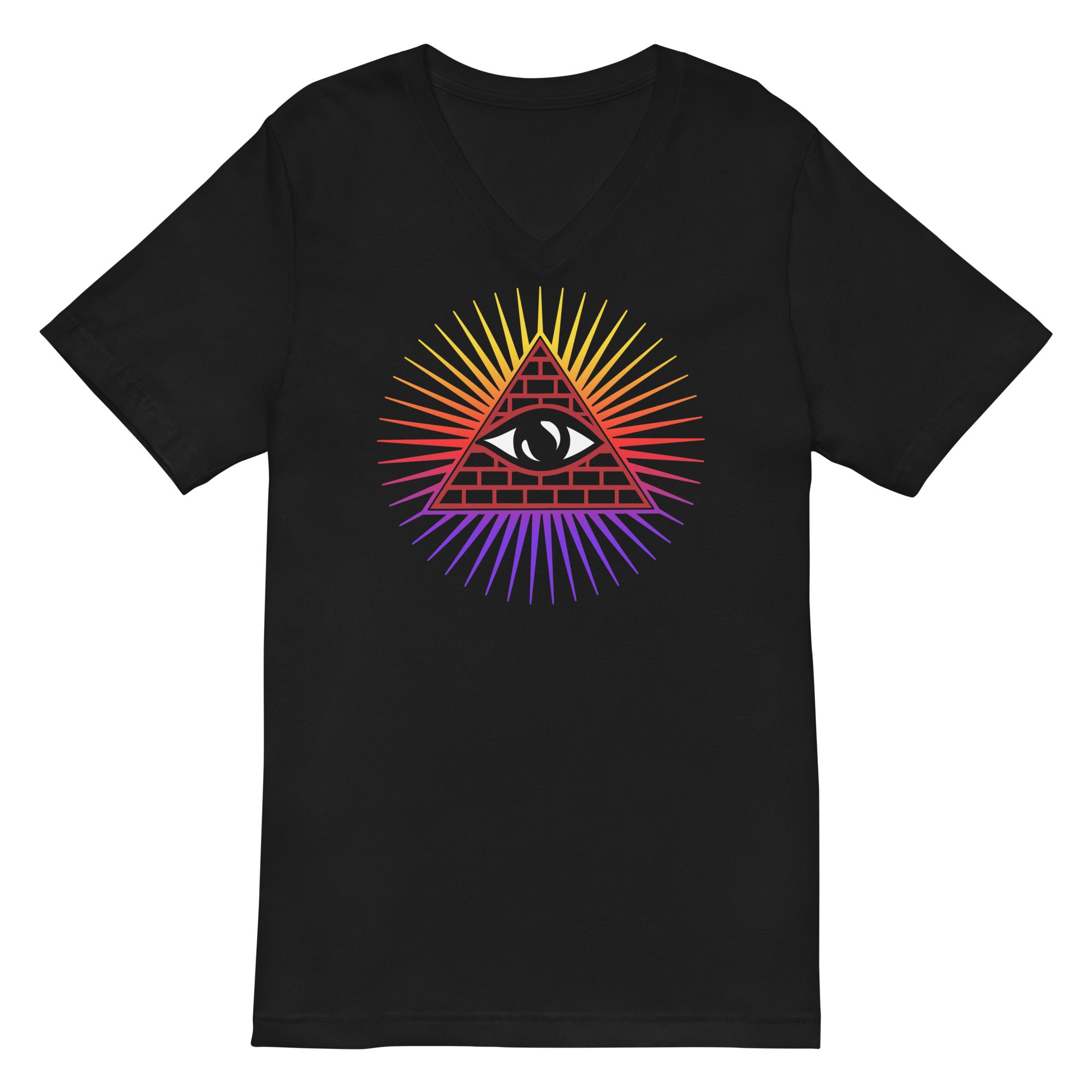 Illuminati All Seeing Psychic Eye Color Aura Women’s Short Sleeve V-Neck T-Shirt - Edge of Life Designs