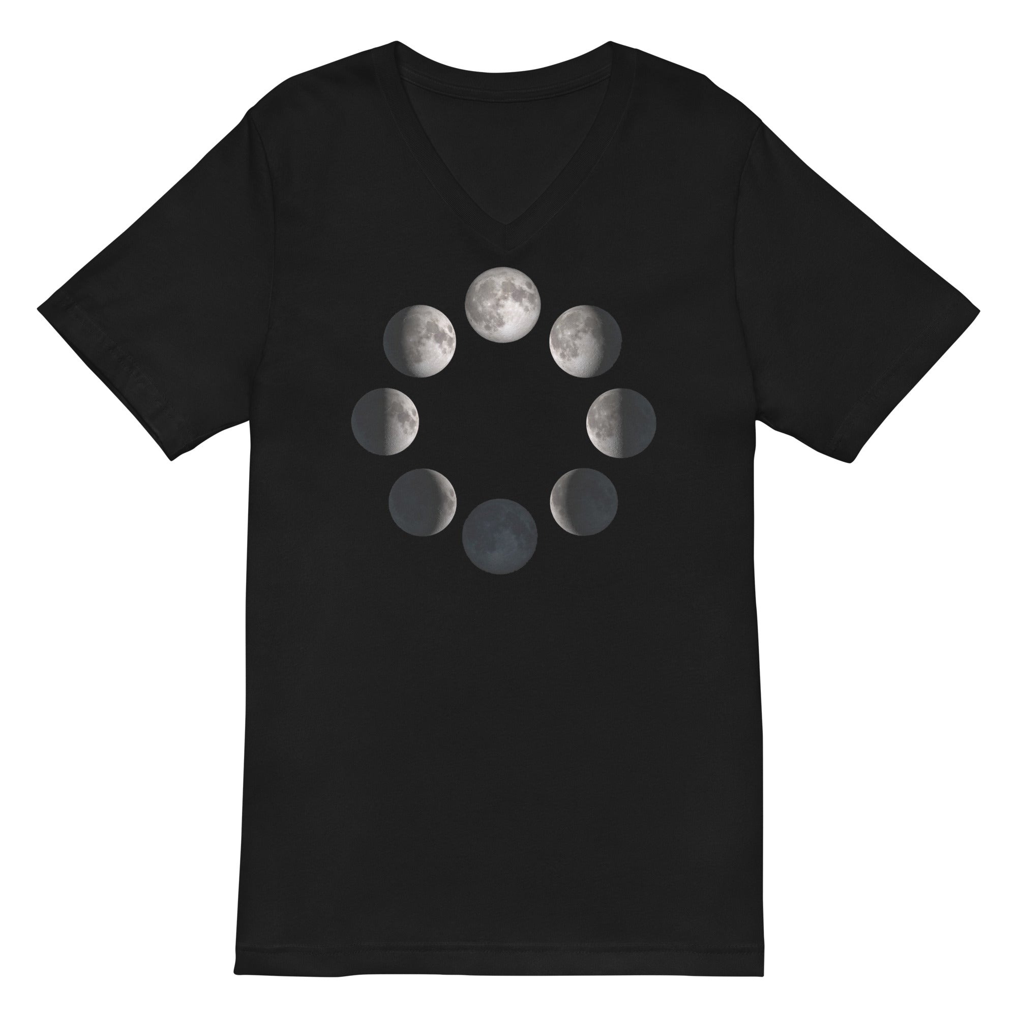 Lunar Moon Phases Astrology Women’s Short Sleeve V-Neck T-Shirt - Edge of Life Designs