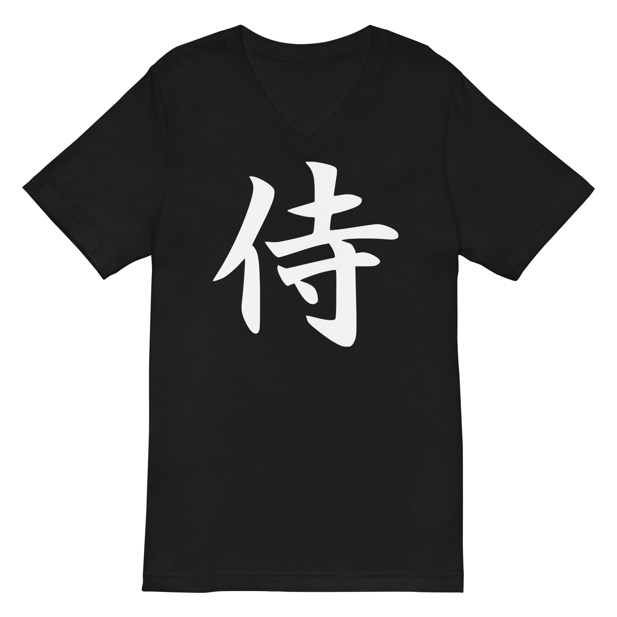 White Samurai The Japanese Kanji Symbol Women’s Short Sleeve V-Neck T-Shirt