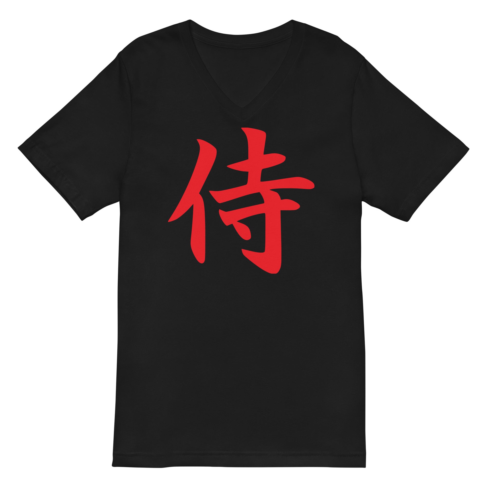 Red Samurai The Japanese Kanji Symbol Women’s Short Sleeve V-Neck T-Shirt