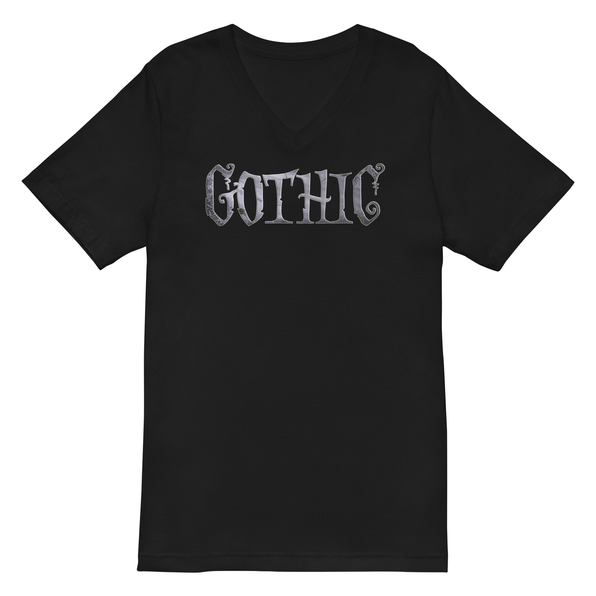 Gothic Spider Web Style Letters Dark Goth Women’s Short Sleeve V-Neck T-Shirt