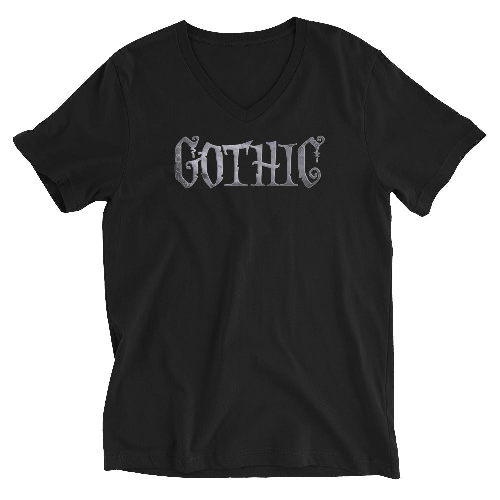 Gothic Spider Web Style Letters Dark Goth Women’s Short Sleeve V-Neck T-Shirt