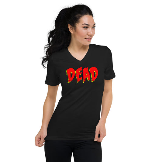 Dead Gothic Emo design on unisex V-neck shirt, front view