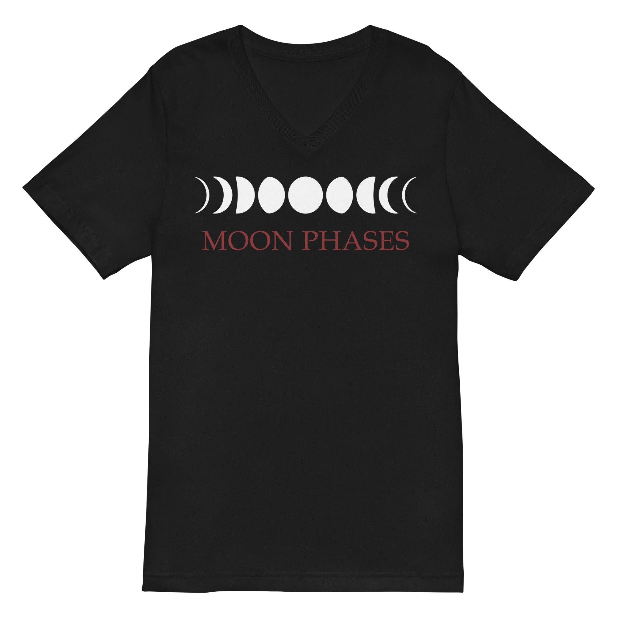 Lunar Moon Phases Waxing Waning New Full Moon Women’s Short Sleeve V-Neck T-Shirt