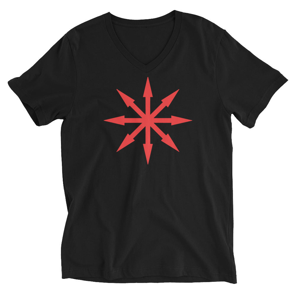 Red Symbol of Chaos Magick Star Women’s Short Sleeve V-Neck T-Shirt