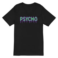 Psycho design on unisex V-neck shirt, front view