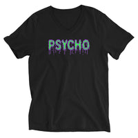 Psycho design on unisex V-neck shirt, front view