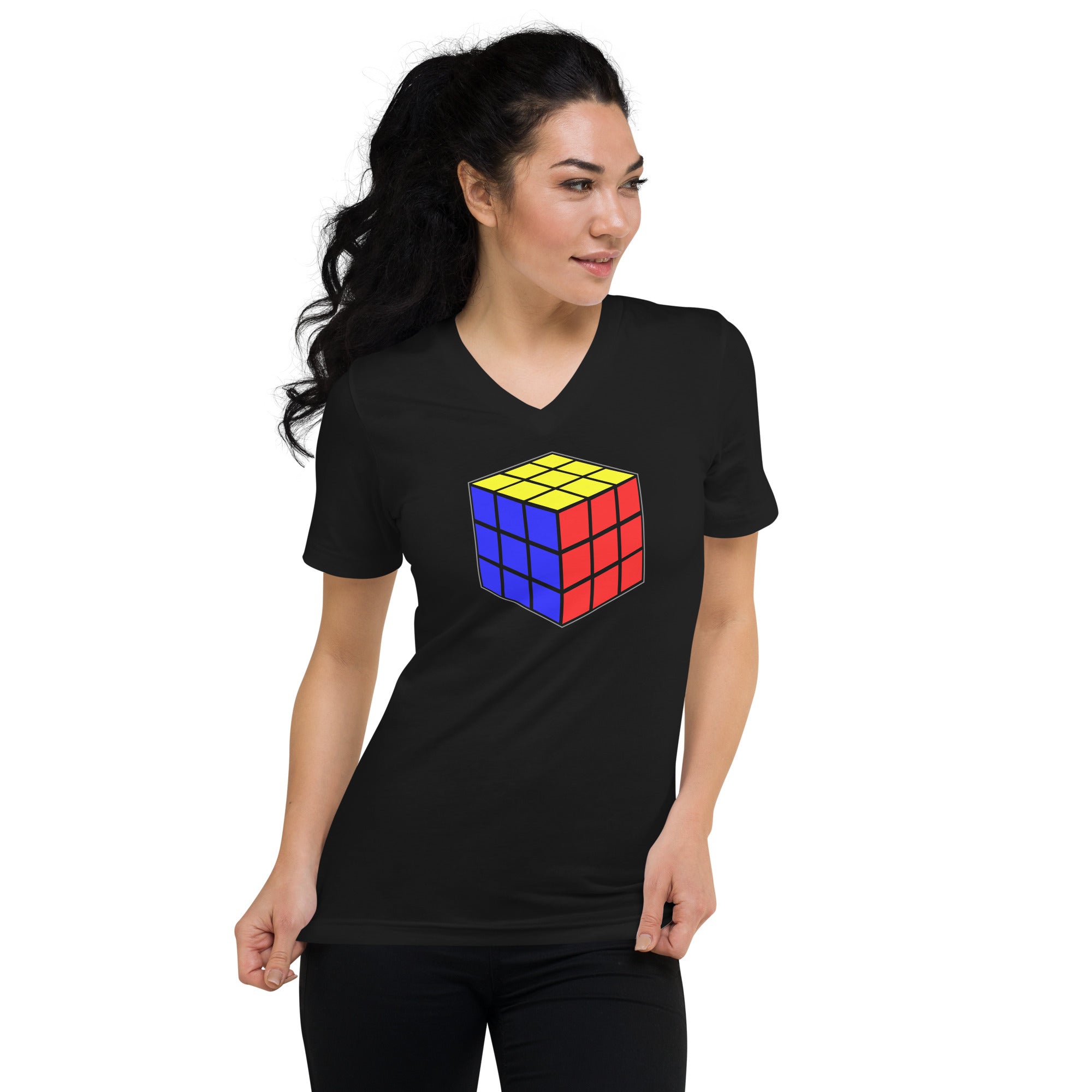 Magic Speed Puzzle Cube Gaming Short Sleeve V-Neck T-Shirt