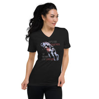 Together Forever Horror design on unisex V-neck shirt, front view