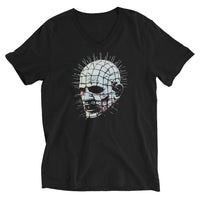 Hell Priest Cenobite design on unisex V-neck shirt, front view