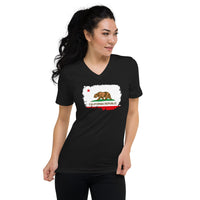 California State Flag design on unisex V-neck shirt, front view
