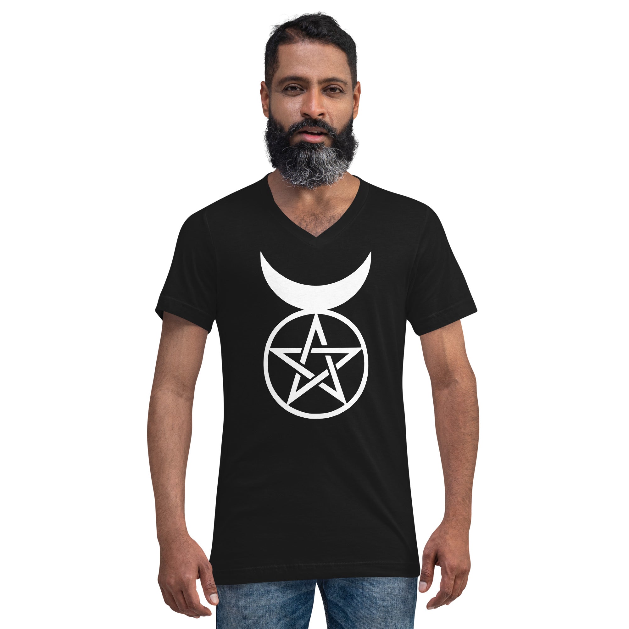 The Horned God Wicca Neopaganism Symbol Short Sleeve V-Neck T-Shirt