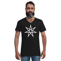 White Elven Star design on unisex V-neck shirt, front view