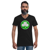 Silver Shamrock Novelties design on unisex V-neck shirt, front view