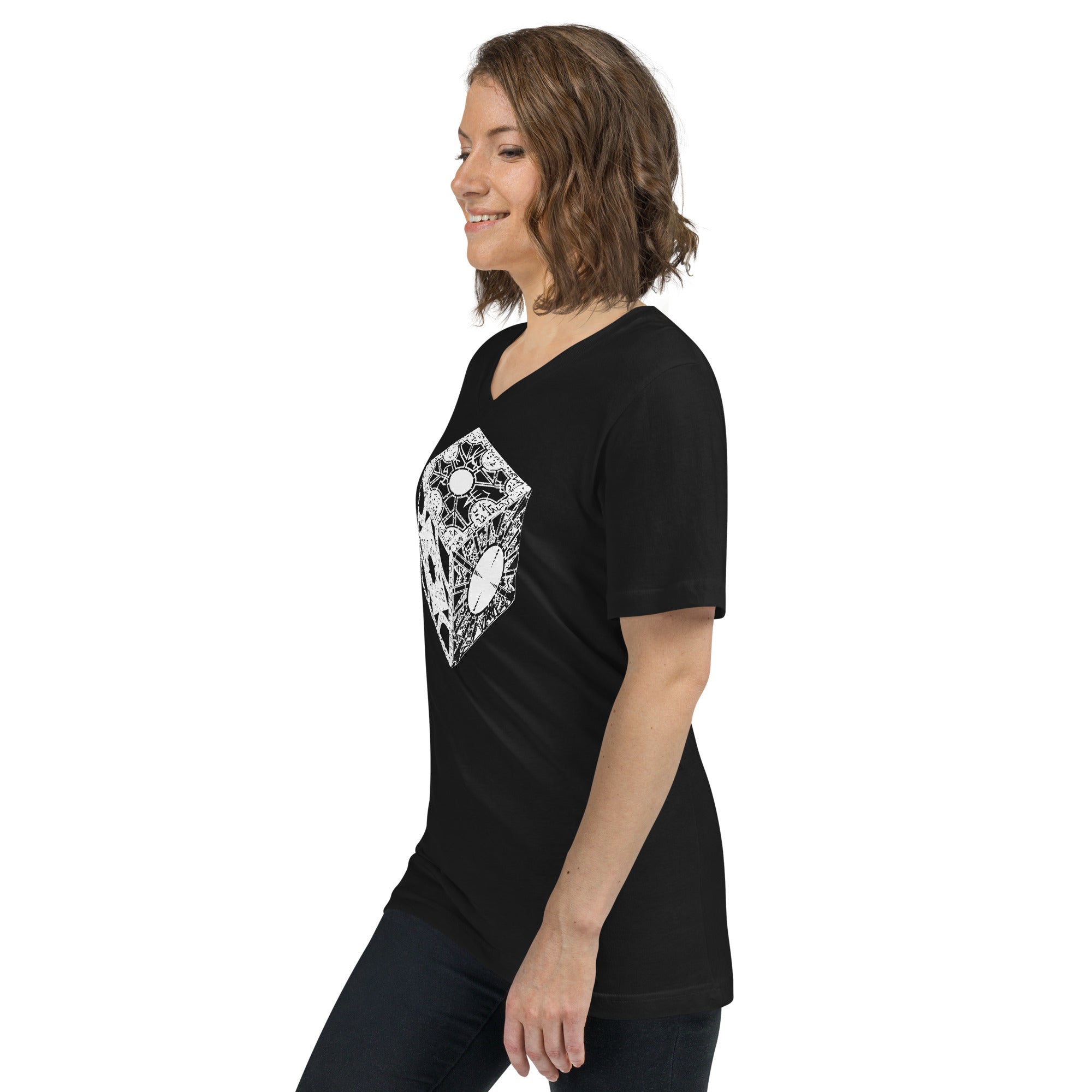 Horror Puzzle Box of Sorrows Women’s Short Sleeve V-Neck T-Shirt - Edge of Life Designs
