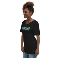 Psycho design on unisex V-neck shirt, left-front view