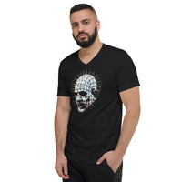 Hell Priest Cenobite design on unisex V-neck shirt, left-front view