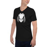 Predalien design on unisex V-neck shirt, left-front view