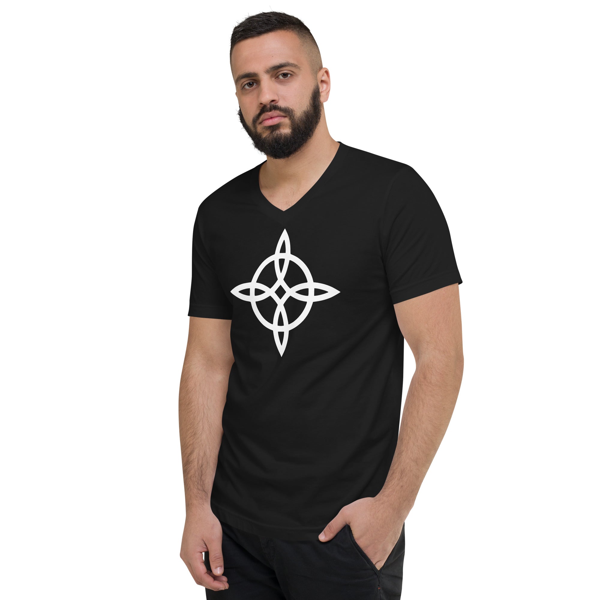 The Witches Knot Witchcraft Protection Symbol Short Sleeve V-Neck T-Shirt