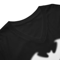 Blurry Bat design on unisex V-neck shirt, detail view