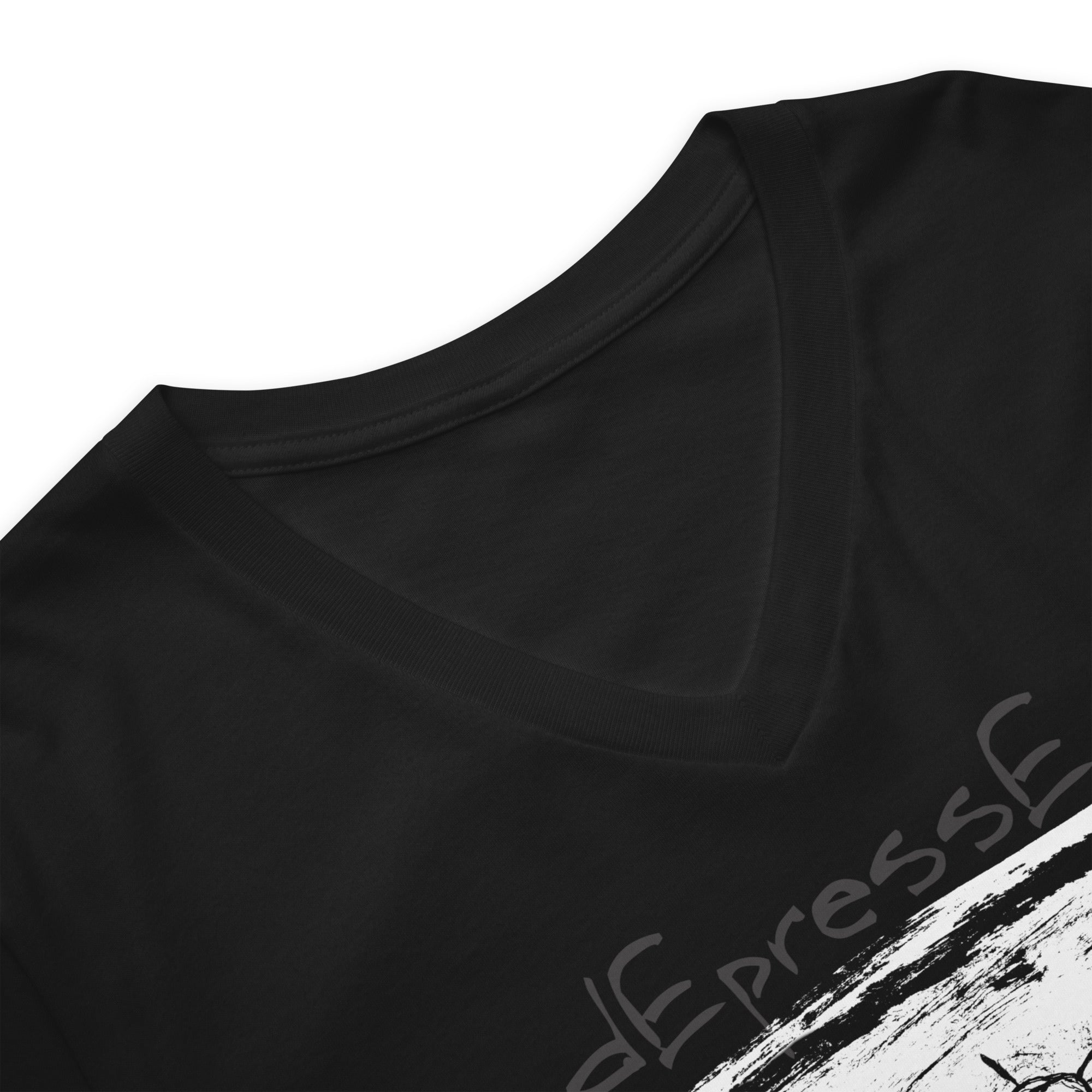 Lonely Depressed Sad Forgotten Man Artwork Women's Short Sleeve V-Neck T-Shirt - Edge of Life Designs