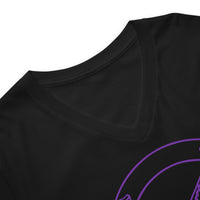 Purple Sigil of Baphomet design on unisex V-neck shirt, detail view