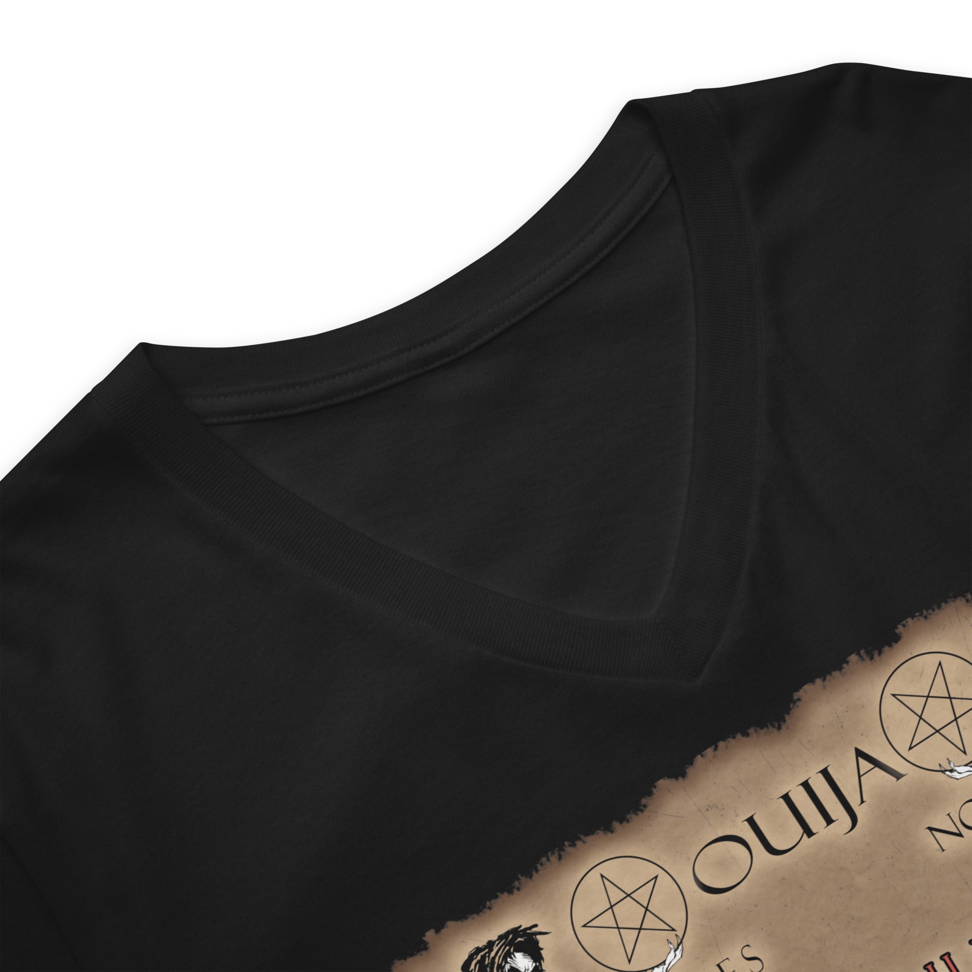 Grim Reaper Ouija Spirit Board for Halloween Horrors Women's Short Sleeve V-Neck T-Shirt - Edge of Life Designs