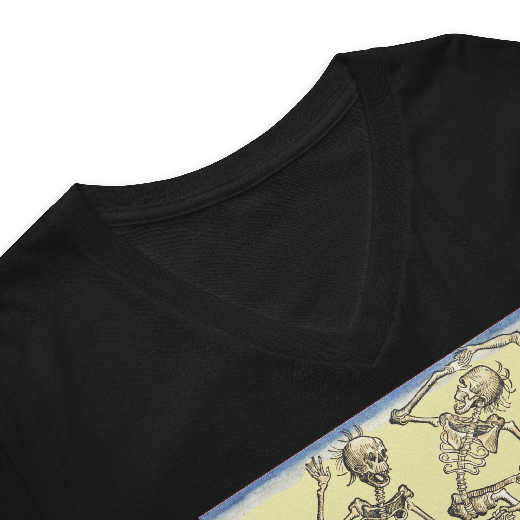 The Dance of Death - Dance Macabre Skeletons Women’s Short Sleeve V-Neck T-Shirt - Edge of Life Designs