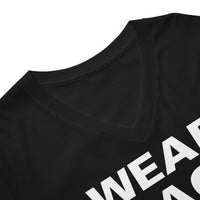 Wear Black Drink Blood design on unisex V-neck shirt, detail view