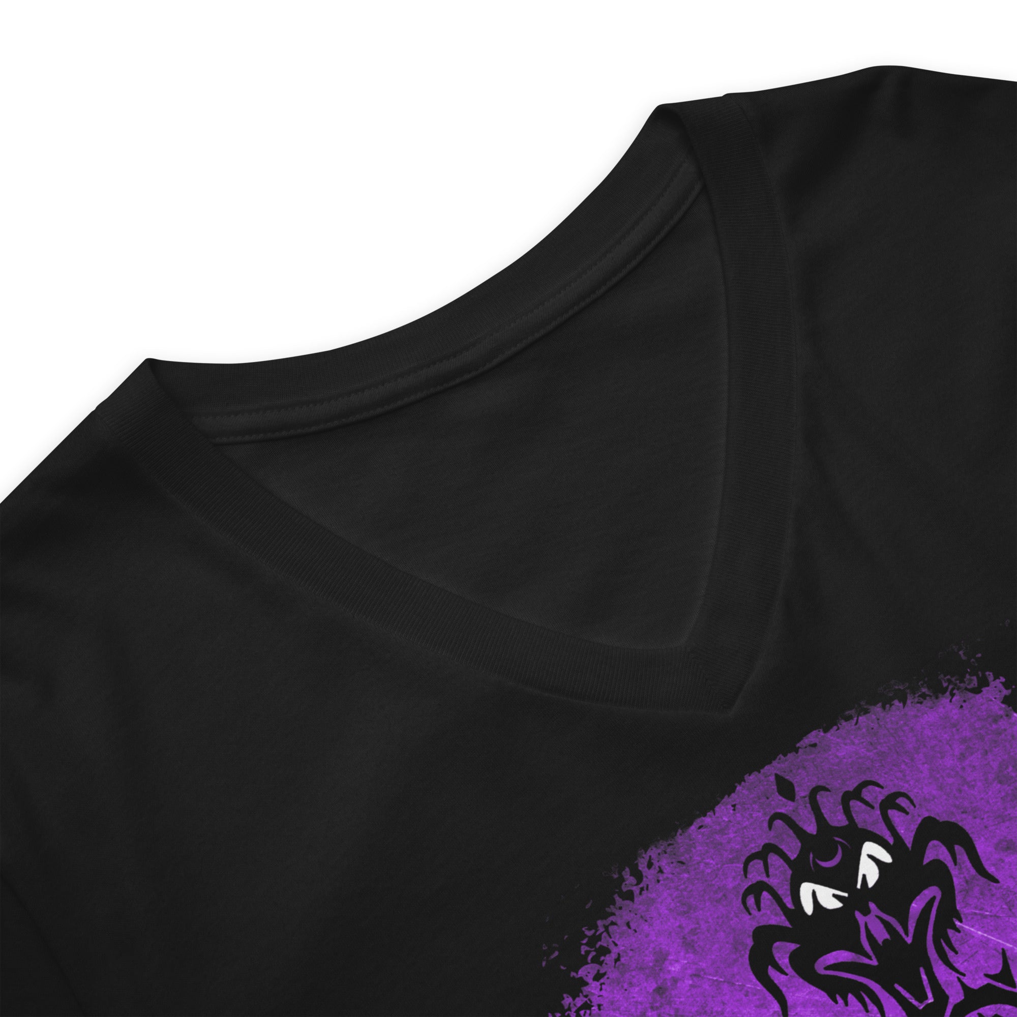 Haunted Mansion Demon Spirits Wallpaper Women’s Short Sleeve V-Neck T-Shirt - Edge of Life Designs