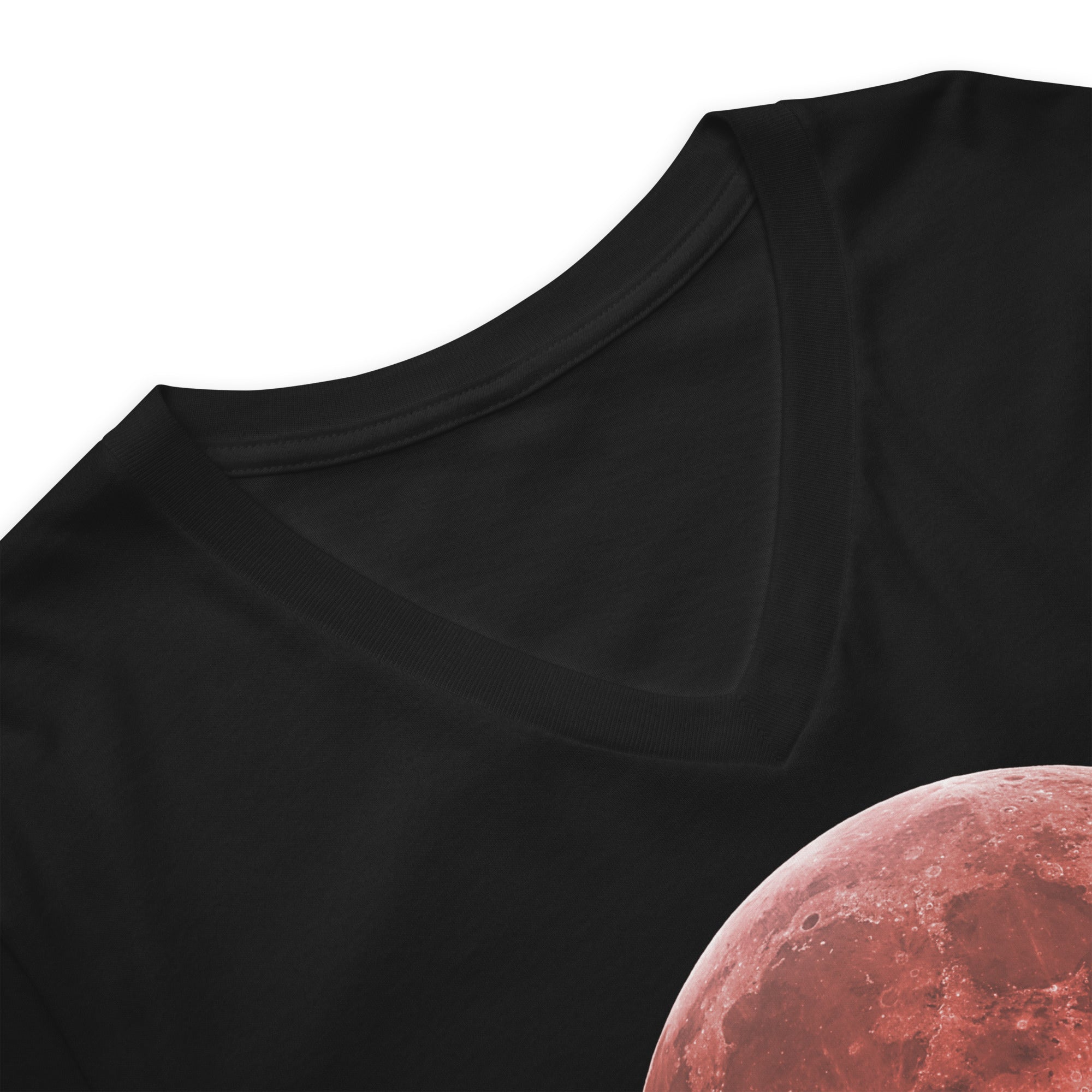 Blood Red Moon Total Lunar Eclipse Women’s Short Sleeve V-Neck T-Shirt - Edge of Life Designs