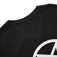 White Inverted Pentagram design on unisex V-neck shirt, detail view