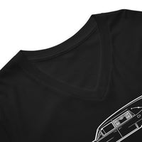 Classic Funeral Hearse design on unisex V-neck shirt, detail view