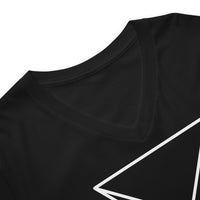 White Sigil of Lucifer design on unisex V-neck shirt, detail view