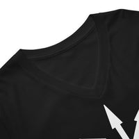 White Chaos Star design on unisex V-neck shirt, detail view