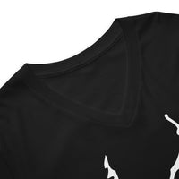 White Melting Inverted Pentagram design on unisex V-neck shirt, detail view