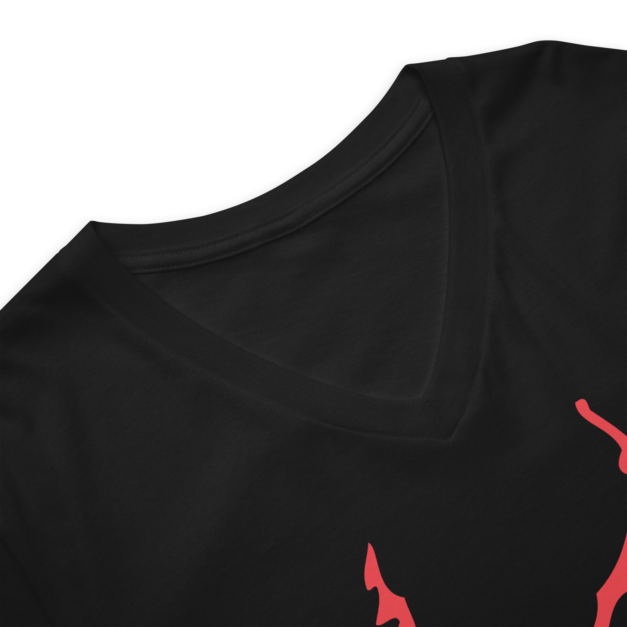 Red Melting Inverted Pentagram Black Metal Style Women’s Short Sleeve V-Neck T-Shirt