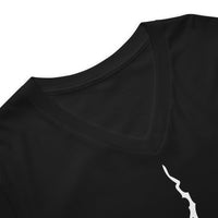 White Melting Inverted Cross design on unisex V-neck shirt, detail view
