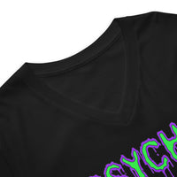 Psycho design on unisex V-neck shirt, detail view