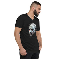 Hell Priest Cenobite design on unisex V-neck shirt, right-front view