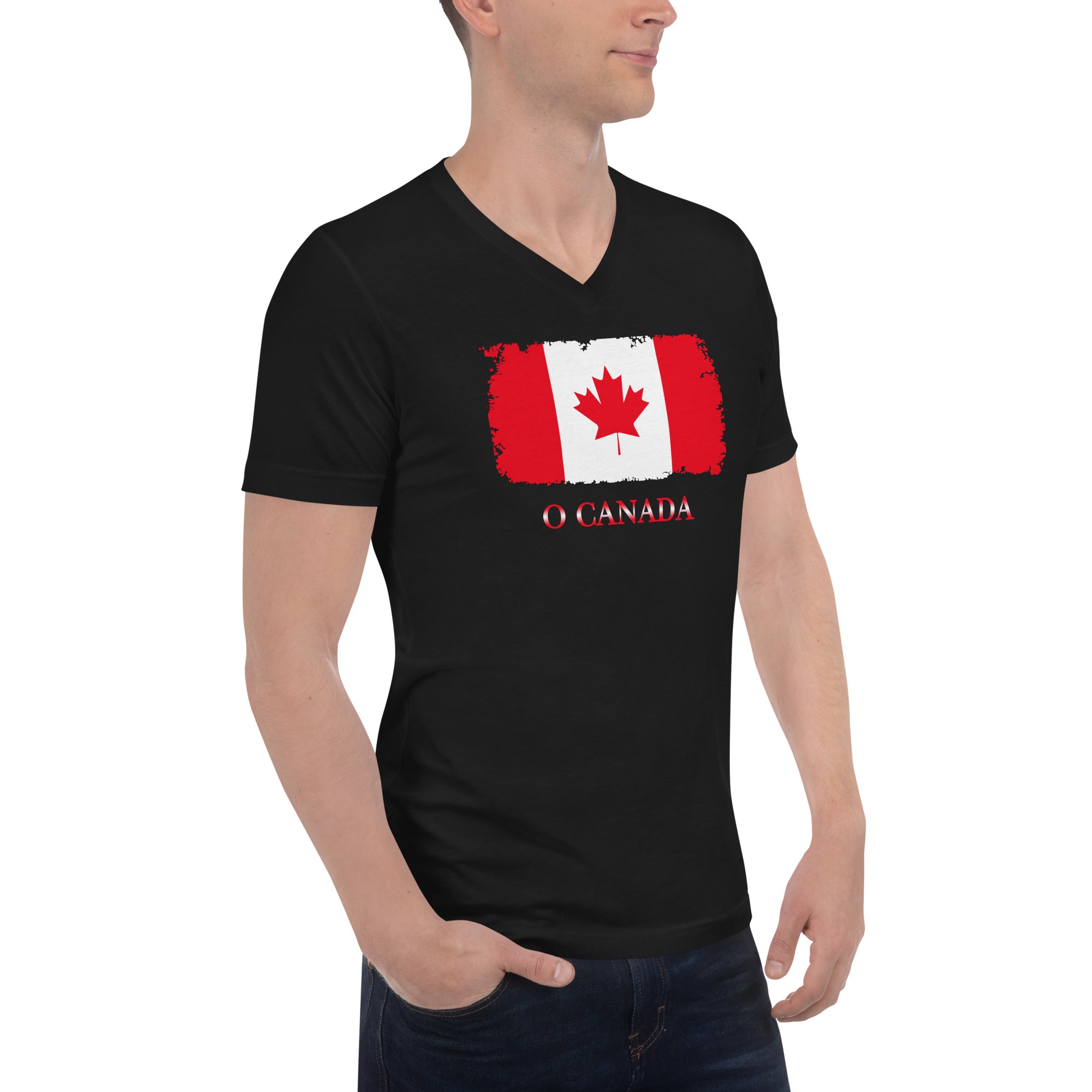 The Official Flag of Canada Maple Leaf Short Sleeve V-Neck T-Shirt
