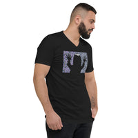 They're Here Poltergeist design on unisex V-neck shirt, right-front view