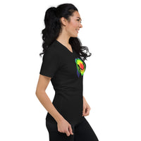 Heat Vision Predalien design on unisex V-neck shirt, right-front view